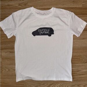 Primark White Tee with Black Car Graphic